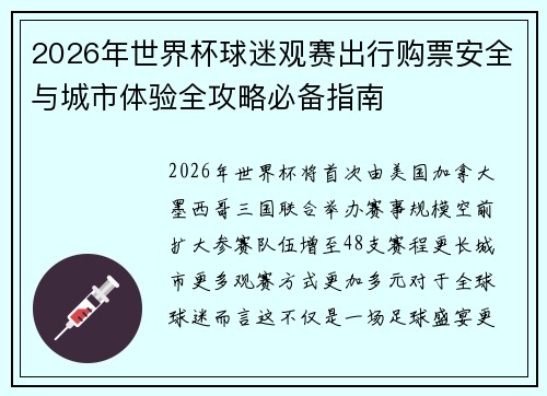 2026年世界杯球迷观赛出行购票安全与城市体验全攻略必备指南